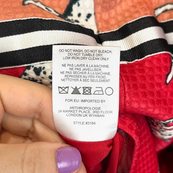 HUTCH Anthropologie Sporty Dalmation Skirt Full A-Line Orange Red Size 2 - Picture 10 of 11